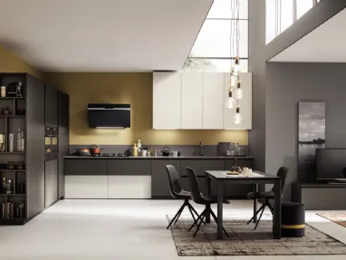 Cucina Moderna angolare Lab con finitura Metal Ice e Piombo di Arrex