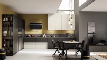 Cucina Moderna angolare Lab con finitura Metal Ice e Piombo di Arrex