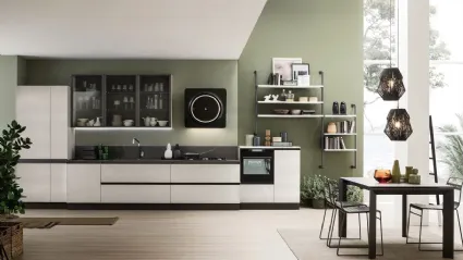 Cucina Moderna lineare Lab con finitura effetto Metal Ice di Arrex