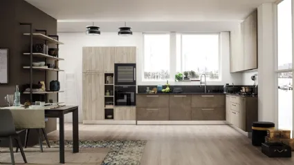 Cucina Moderna angolare finitura Lab Oxide Terra e Old Oak Mandorla di Arrex