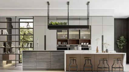 Cucina Moderna con isola Loft 2|2 05 in laccato e HPL di Arrex