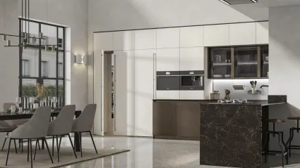 Cucina Moderna con penisola Loft 2|2 06 in laccato Metal di Arrex