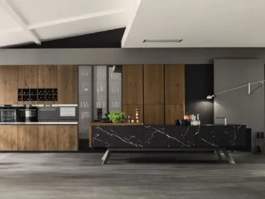 Cucina Loft Wood Pepe e laminato effetto Marmo di Arrex