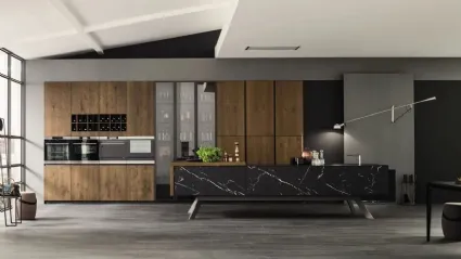 Cucina Loft Wood Pepe e laminato effetto Marmo di Arrex