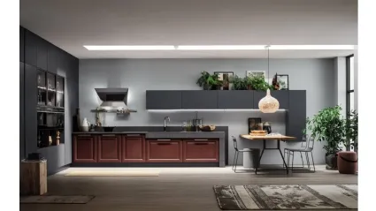 Cucina Moderna lineare Lola 08 in Frassino e Mosaico di Arrex