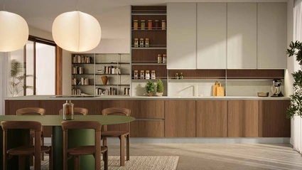 Cucina Moderna lineare MK02 in legno e laccato di Gentili Cucine