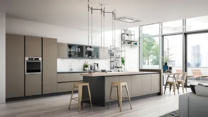 Cucina Moderna con isola Opale composizione 02 in ecocemento di Arrex