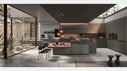 Cucina Moderna con isola Time 01 in laccato opaco, laminato e melaminico di Gentili Cucine