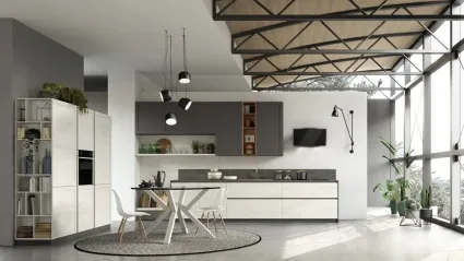 Cucina Moderna ad angolo Twin 02 in HPL Okobo Iceberg di Arrex