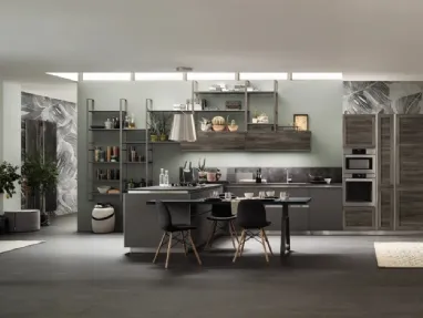 Cucina Moderna Twin 08 Nichel e Okobo Dark di Arrex