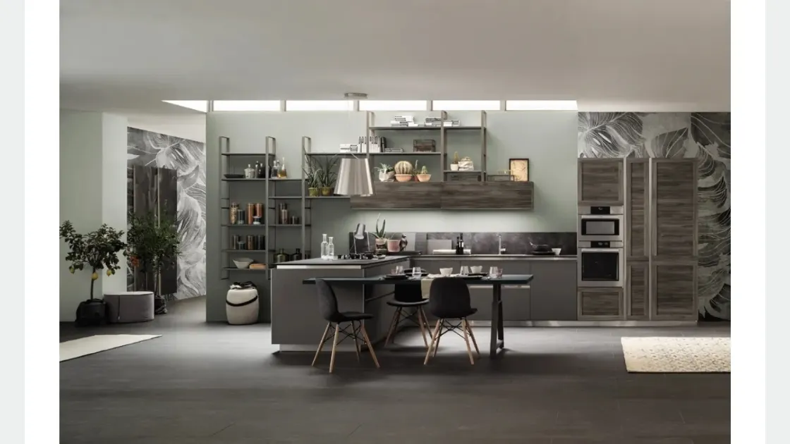 Cucina Moderna Twin 08 Nichel e Okobo Dark di Arrex