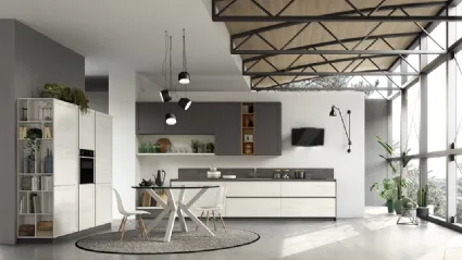 Cucina Moderna lineare Twin Okobo Iceberg e Wall Piombo di Arrex