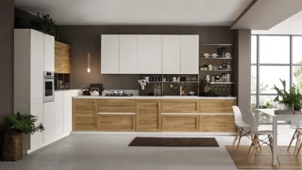 Cucina Moderna angolare Twin 03 Okobo Natural & White di Arrex