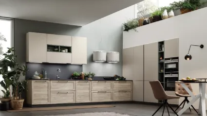 Cucina Moderna angolare Twin 05 in HPL Okobo Smoke & Cream di Arrex