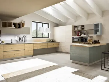 Cucina Moderna con penisola Zenzero 03 in Rovere di Arrex