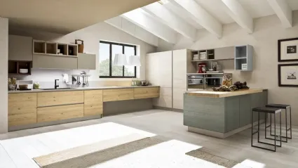 Cucina Moderna con penisola Zenzero 03 in Rovere di Arrex