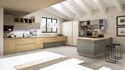 Cucina Moderna Zenzero Rovere Canapa e Petrolio di Arrex