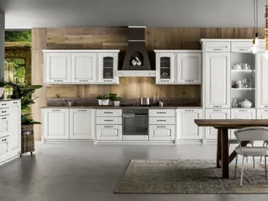 Cucina Shabby Chic lineare Magda 01 in legno di Rovere Decapè Gesso di Arrex