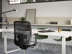 Sedia Operativa su ruote con seduta in tessuto imbottito e schienale in rete York di Cinquanta3